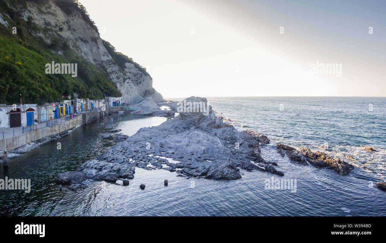 Passetto beach and Seggiola del Papa rock from above Stock Photo