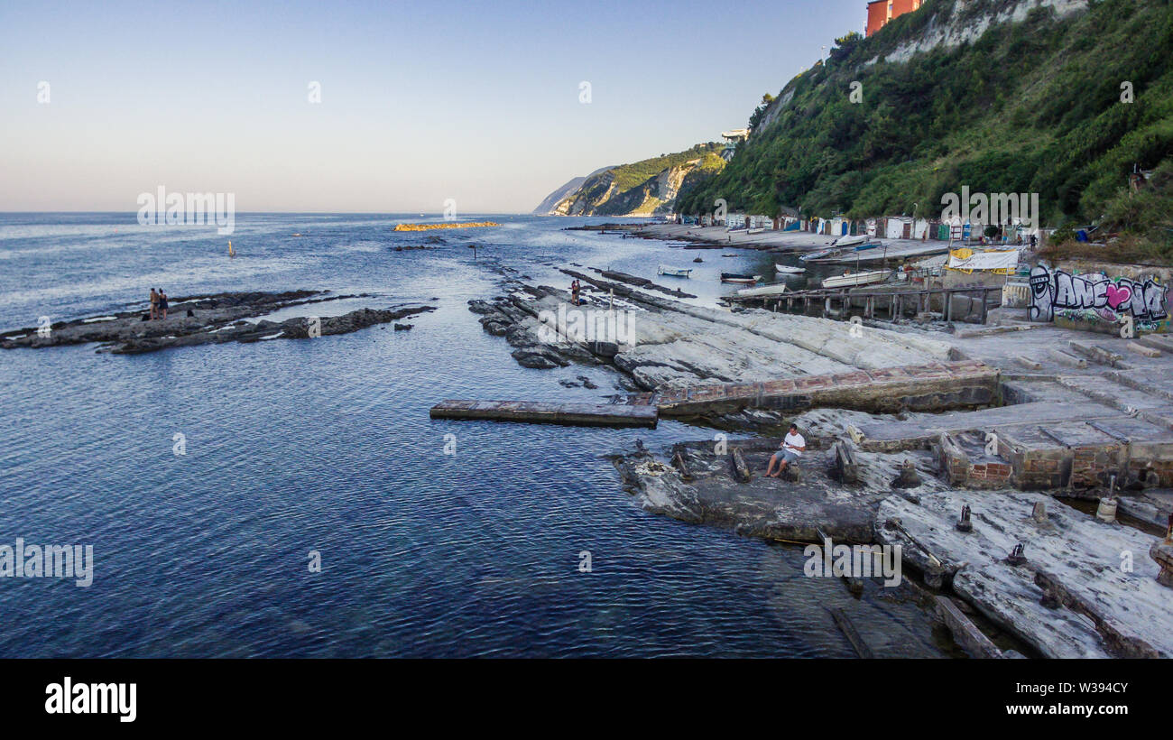 Passetto beach and Seggiola del Papa rock from above Stock Photo