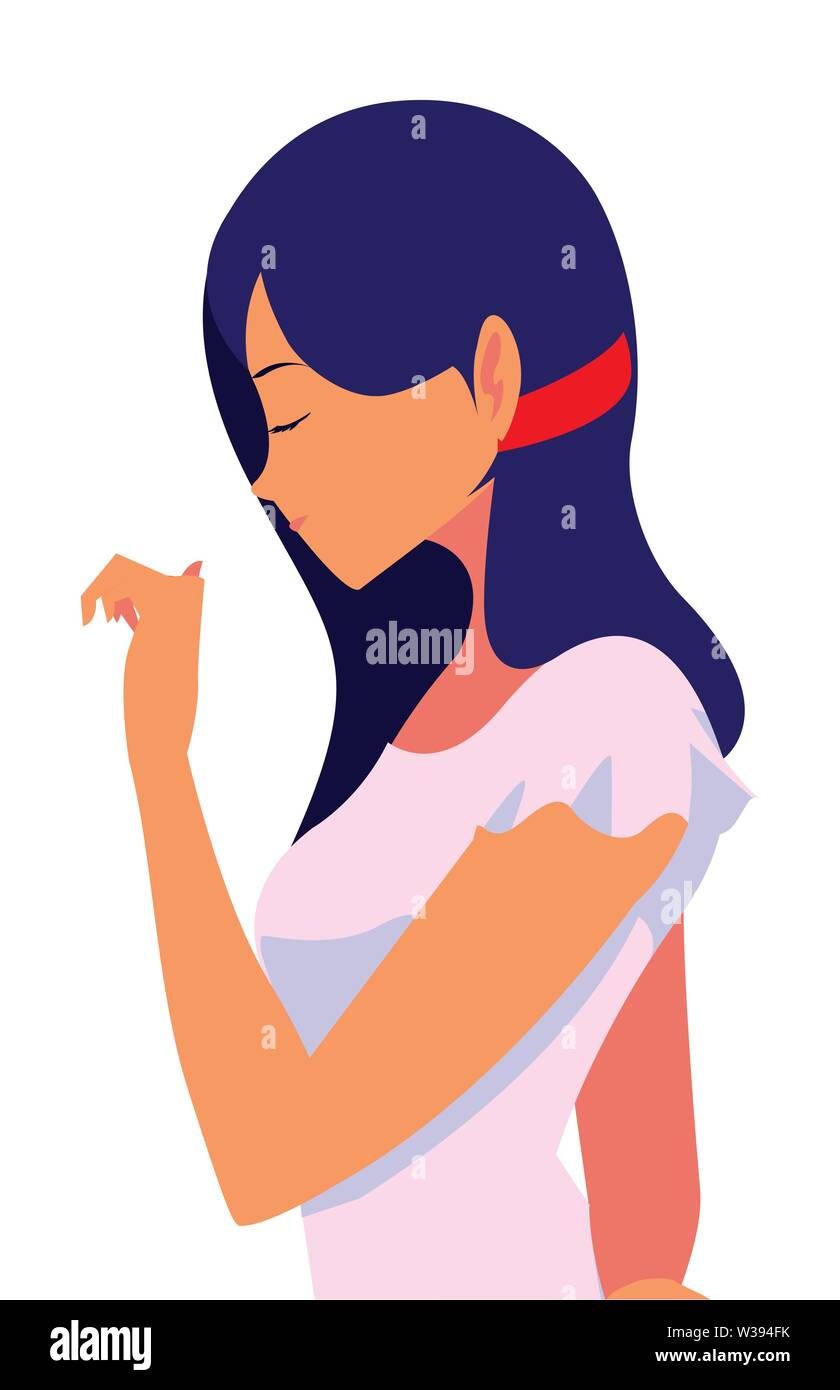 young woman cartoon character side view portrait on white background vector  illustration Stock Vector Image & Art - Alamy