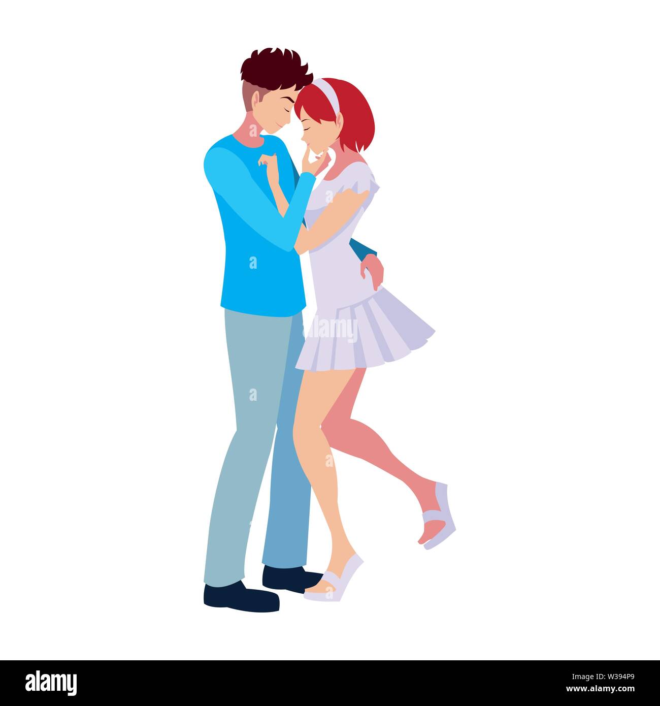 romantic couple hugging love image white background vector illustration ...