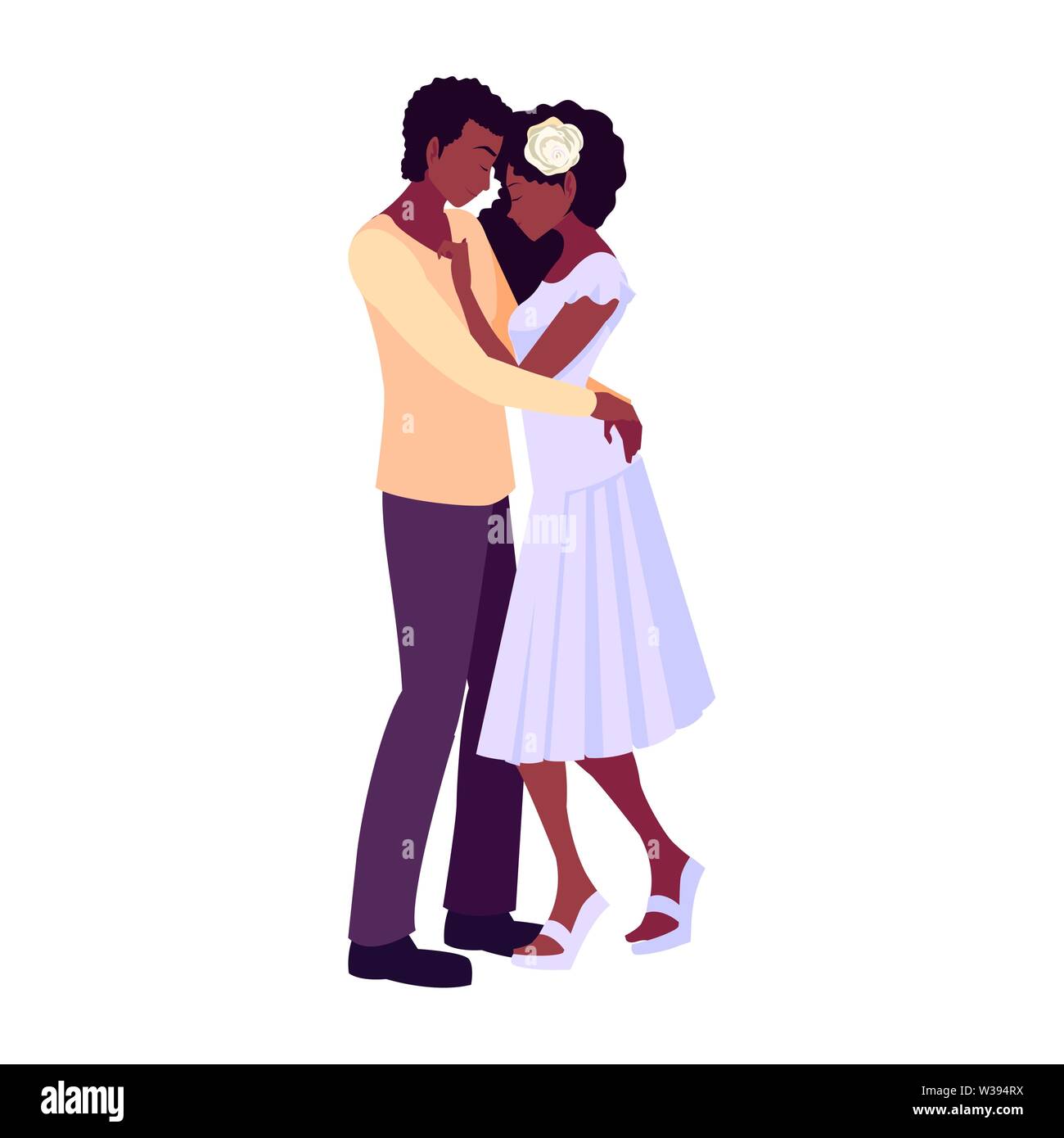 romantic couple hugging love image white background vector ...