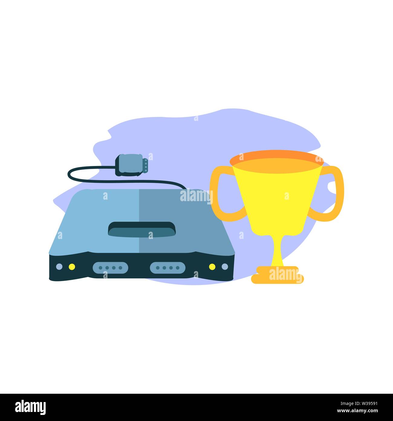 retro video game console with trophy cup vector illustration design ...