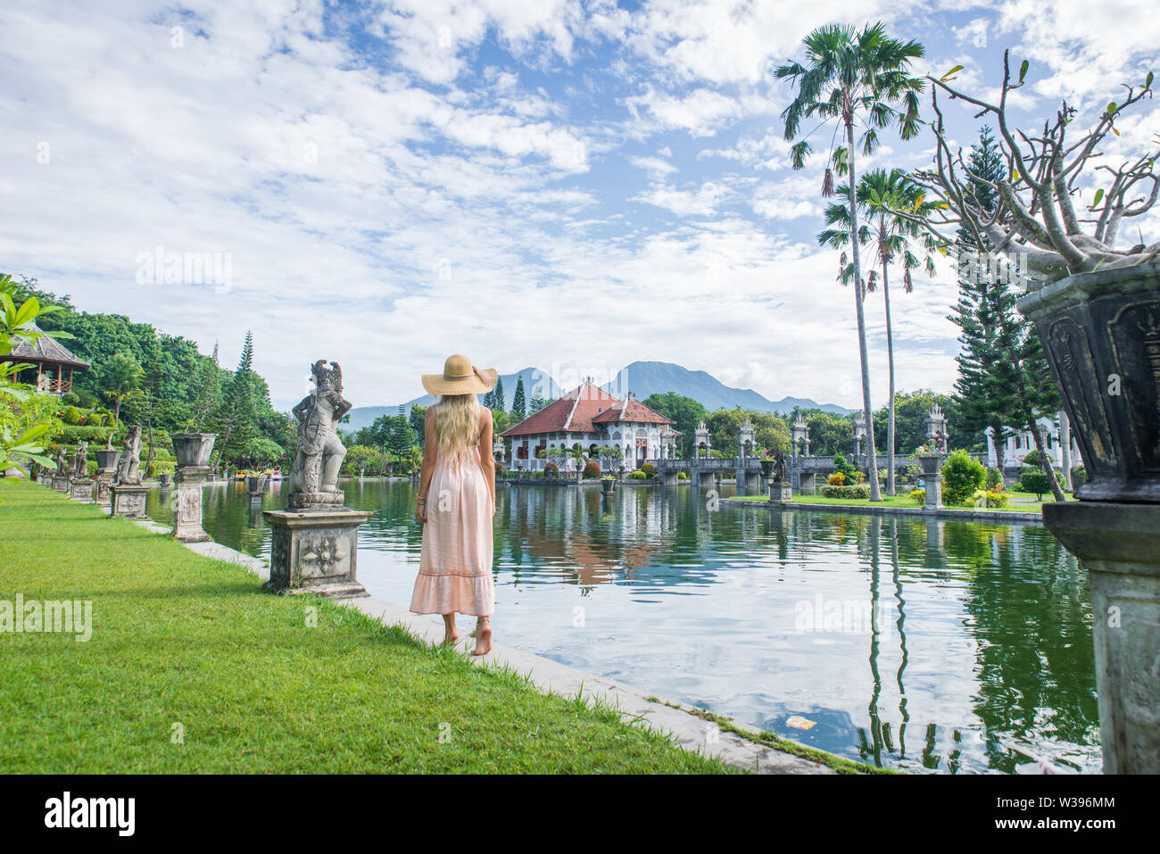 Young Beautiful Woman In Taman Ujung Water Palace Bali