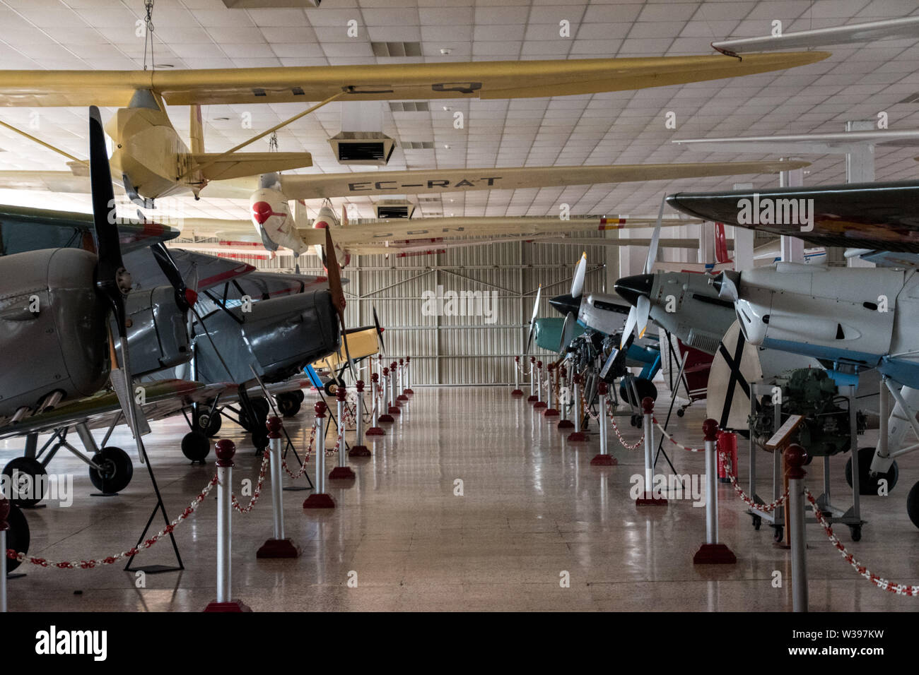A propeller aircraft display in the Museo del Aire is an aviation museum located in the outskirts of Madrid at Cuatro Ventos Airport Stock Photo