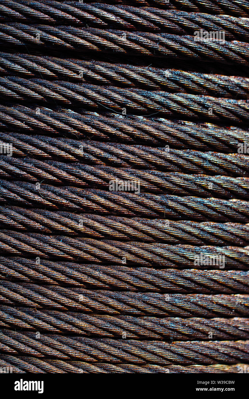 Metal wire roll closeup. Pattern of cables in view Stock Photo Alamy