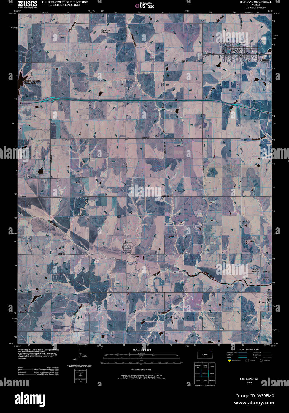 Highland kansas map hires stock photography and images Alamy