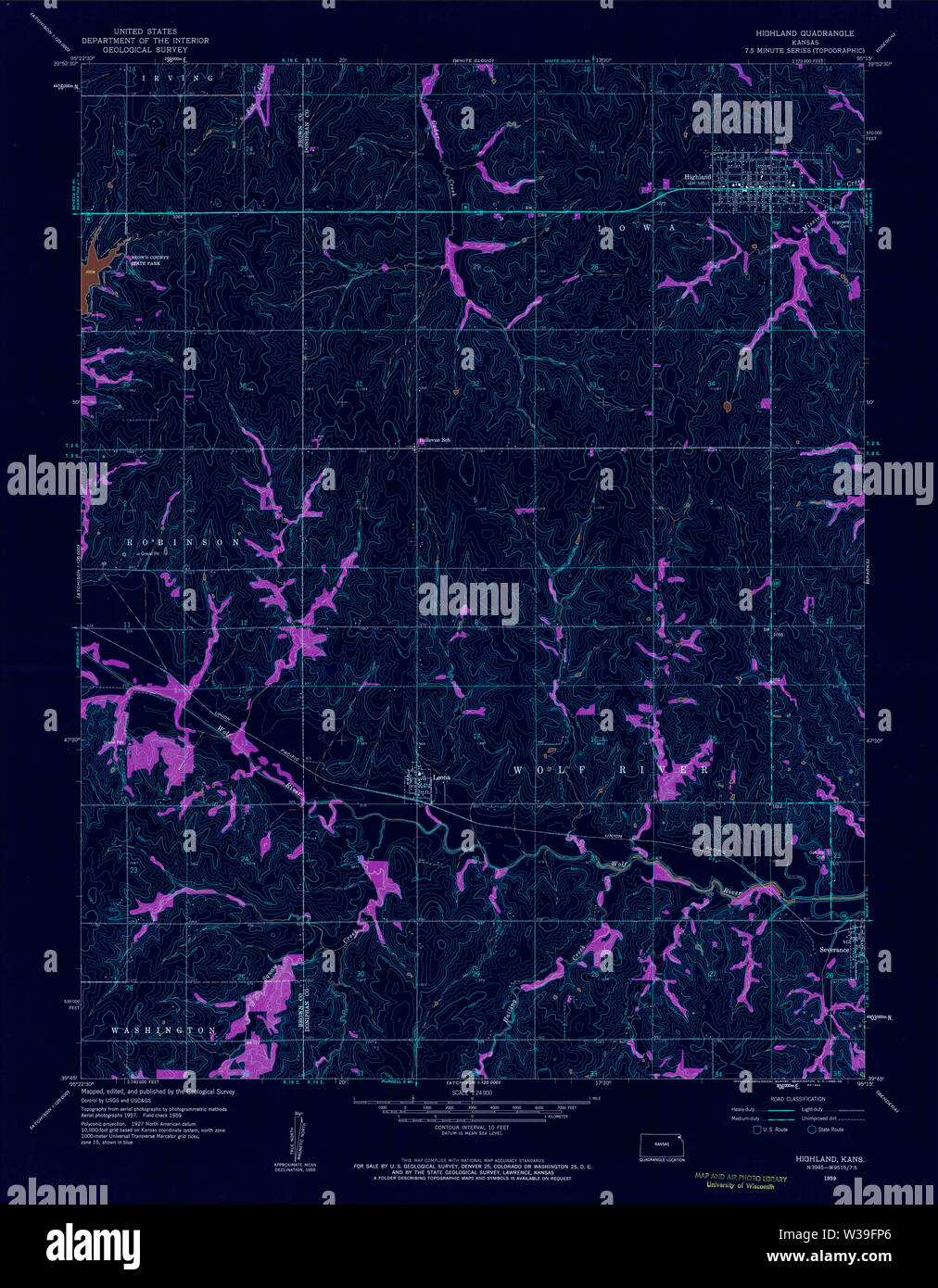 Highland kansas map hires stock photography and images Alamy