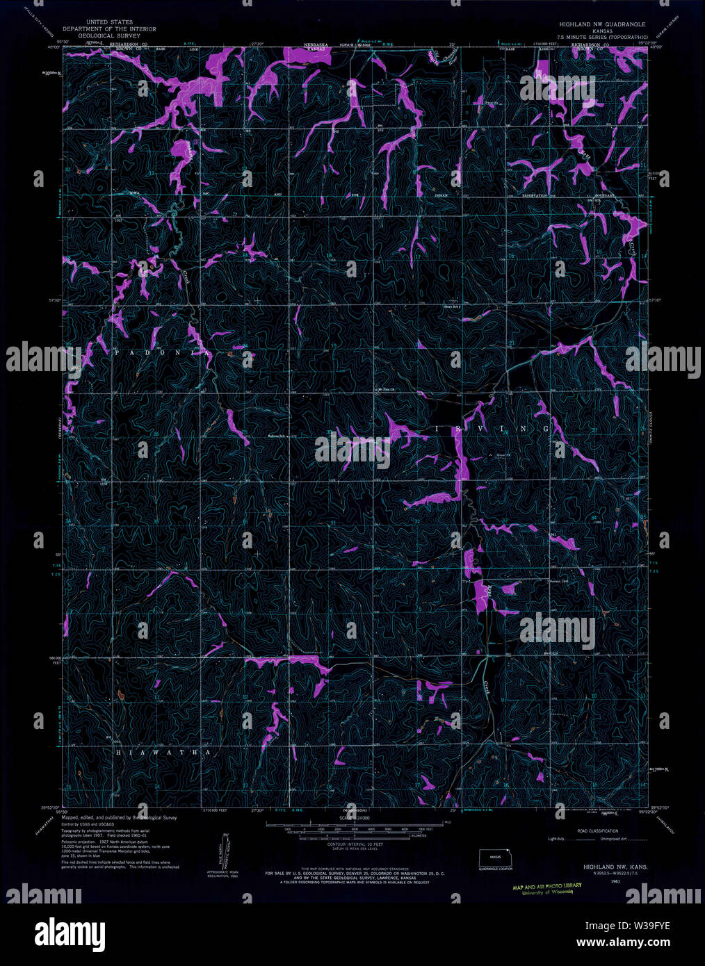 Highland kansas map hires stock photography and images Alamy