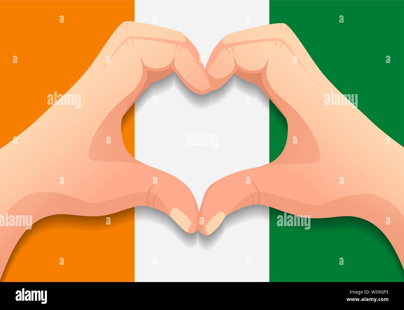 Cote d'ivoire - Ivory Coast flag and hand heart shape. Patriotic