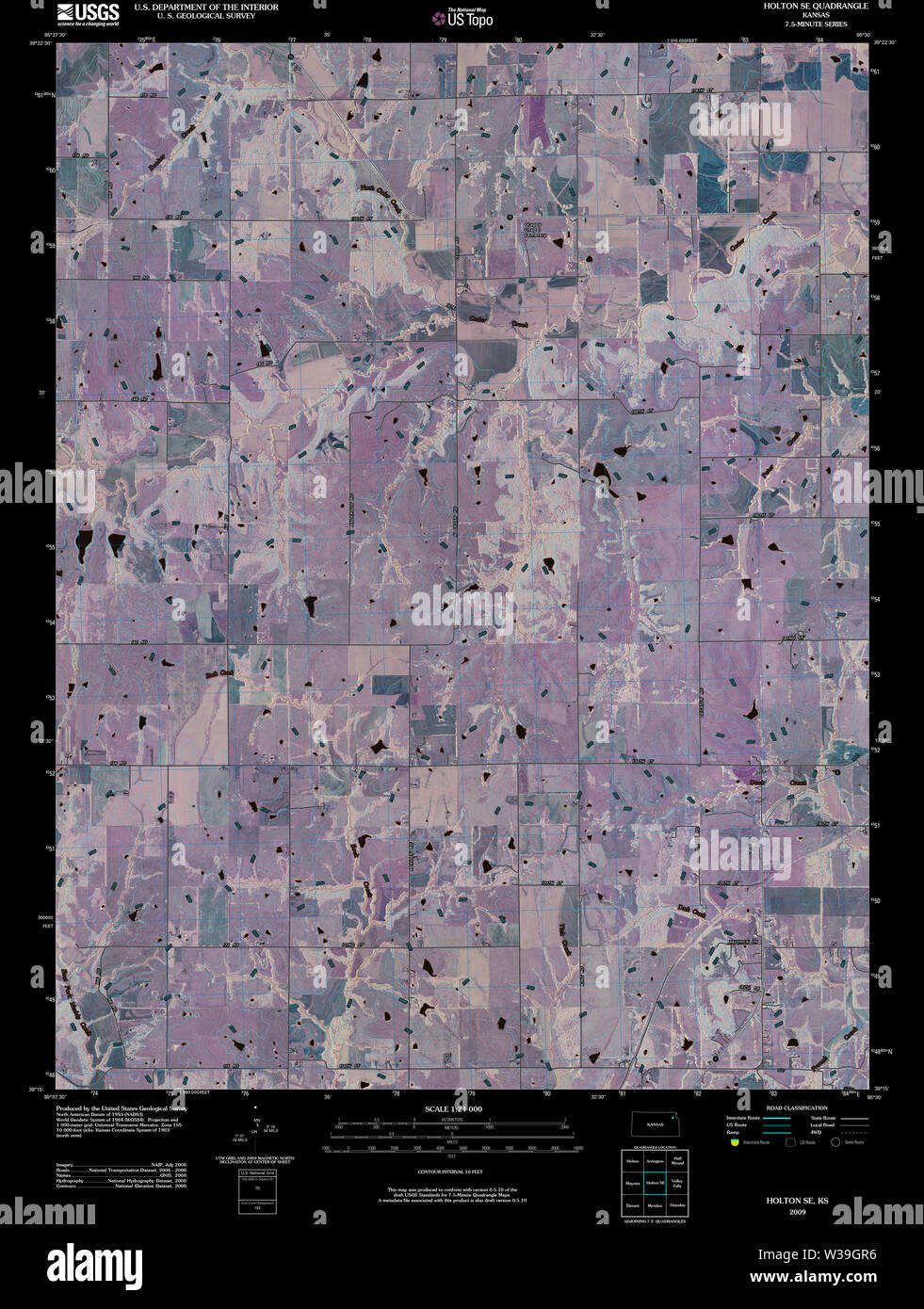 USGS TOPO Map Kansas KS Holton SE 20091101 TM Inverted Restoration