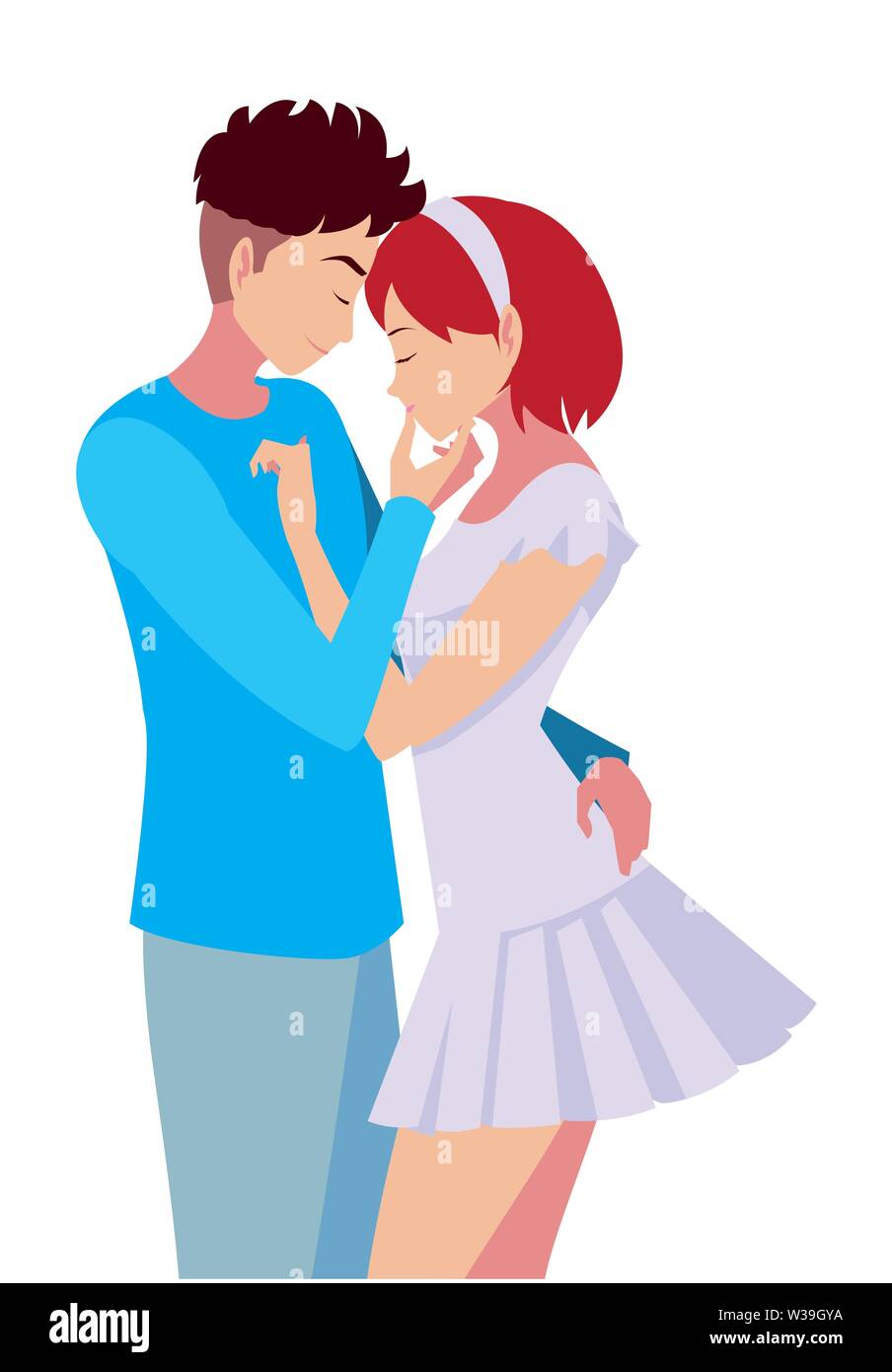 romantic couple hugging love image white background vector illustration ...