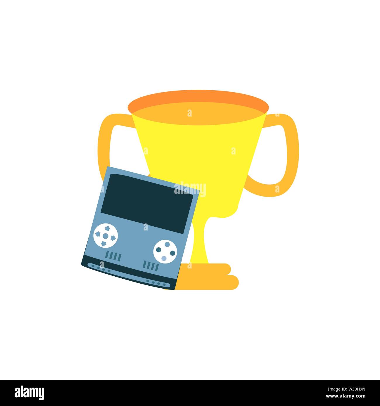 handle video game with trophy cup vector illustration design Stock ...