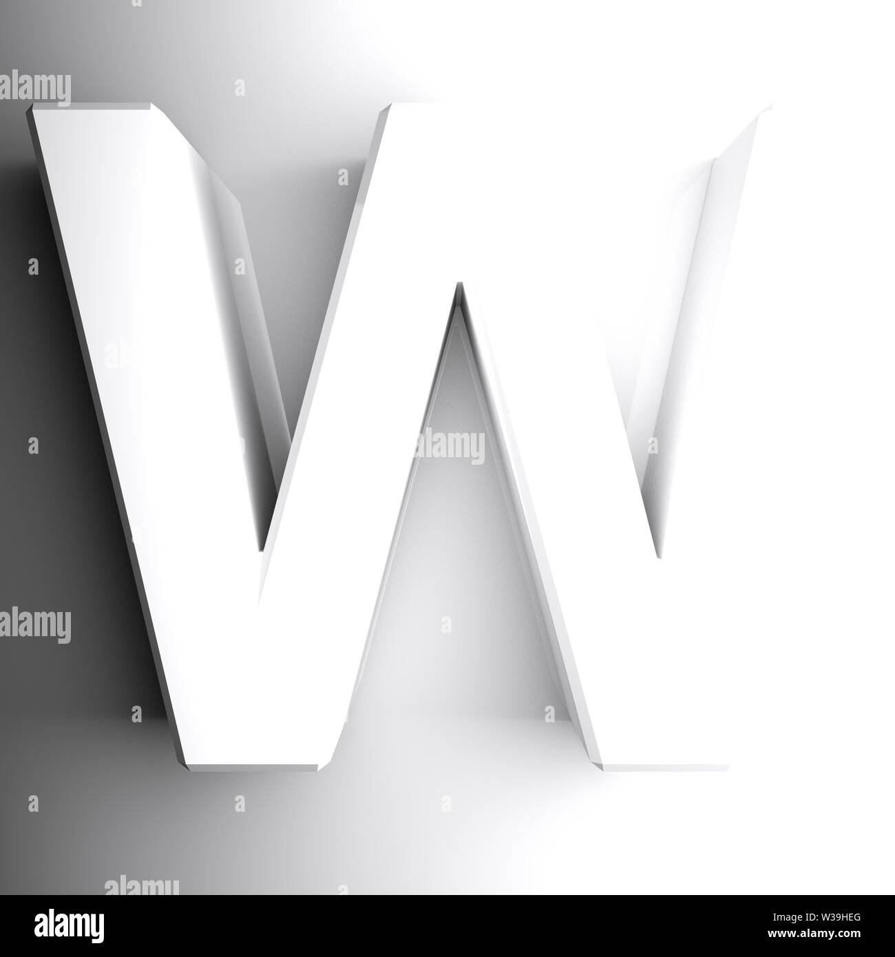 W white letter isolated on white background - 3D rendering illustration ...