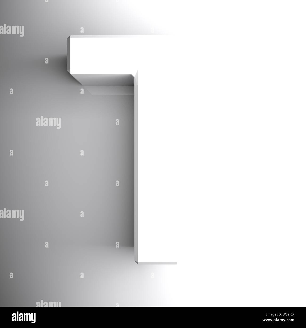 T white letter isolated on white background - 3D rendering illustration ...