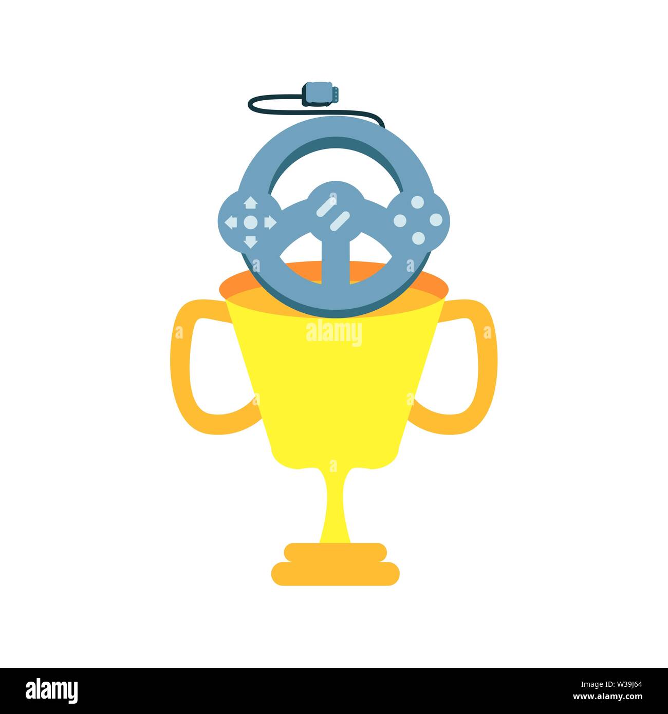 video game car wheel control with trophy cup vector illustration design ...