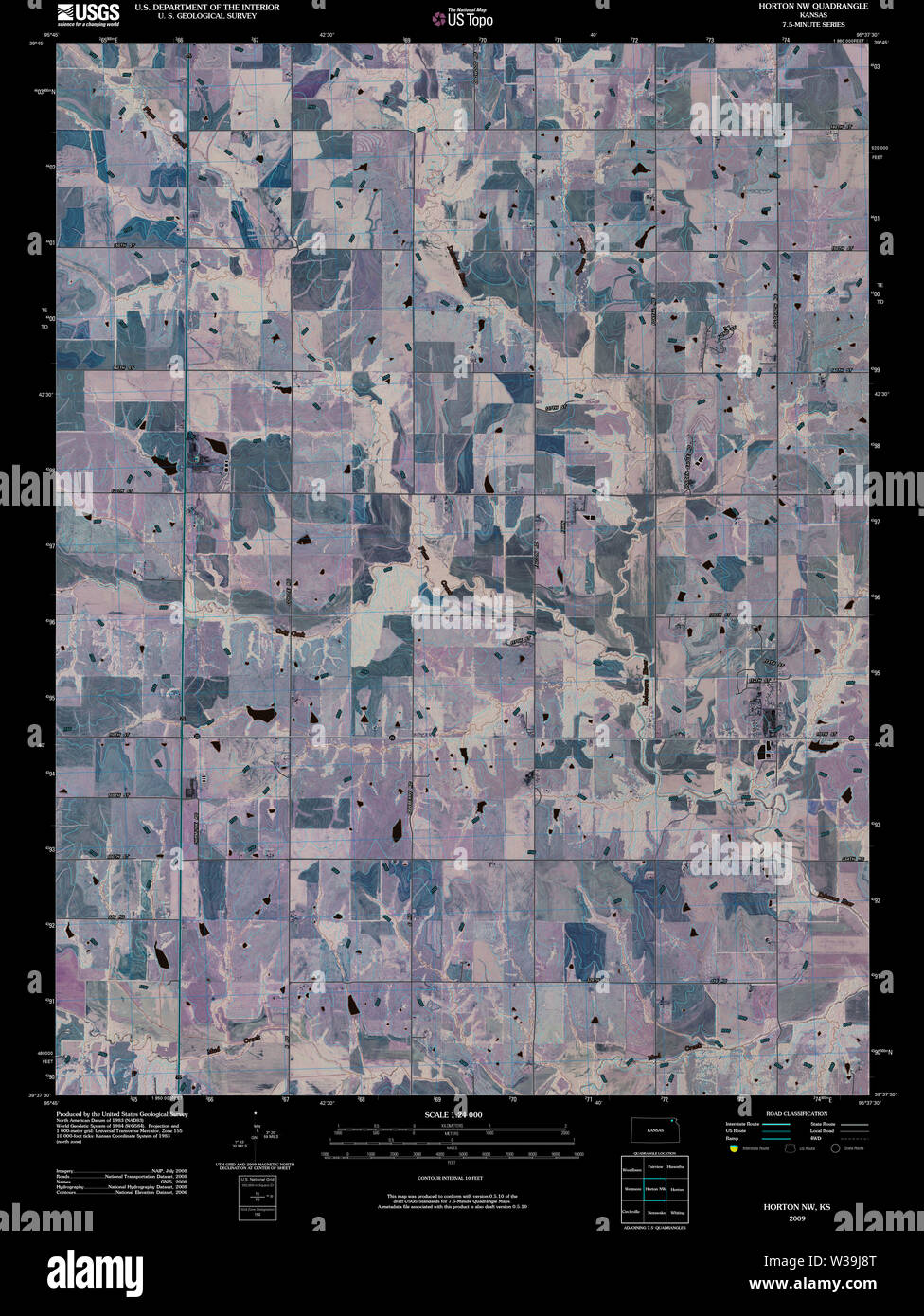 USGS TOPO Map Kansas KS Horton NW 20091101 TM Inverted Restoration