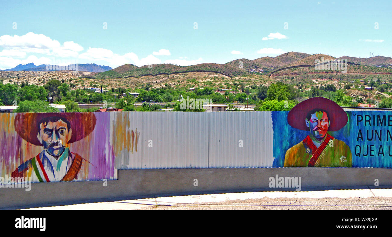 revolutionary mural Nogal of zapata and pancho via nogales, Arizona, usa Stock Photo