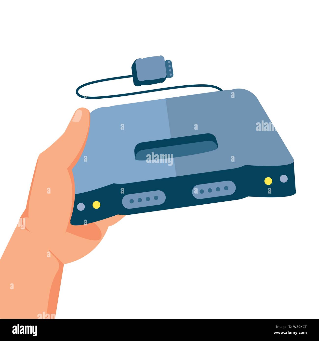 hand user with retro video game console vector illustration design ...