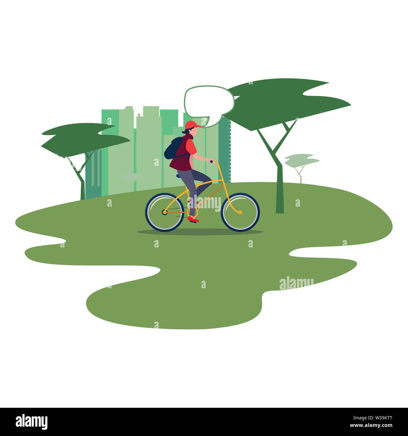 man riding bicycle activity in the city park vector illustration Stock ...