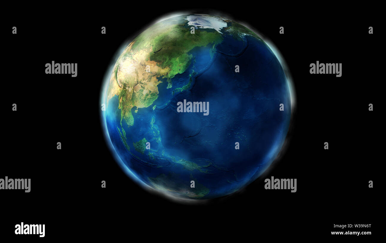 The day half of the Earth from space showing Asia, Oceania and ...