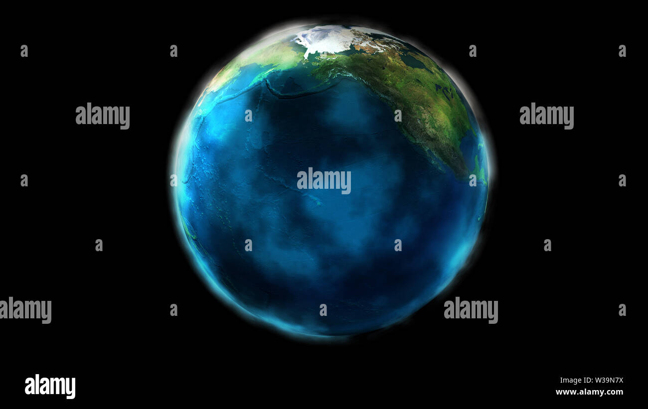 The day half of the Earth from space showing North America and Asia ...