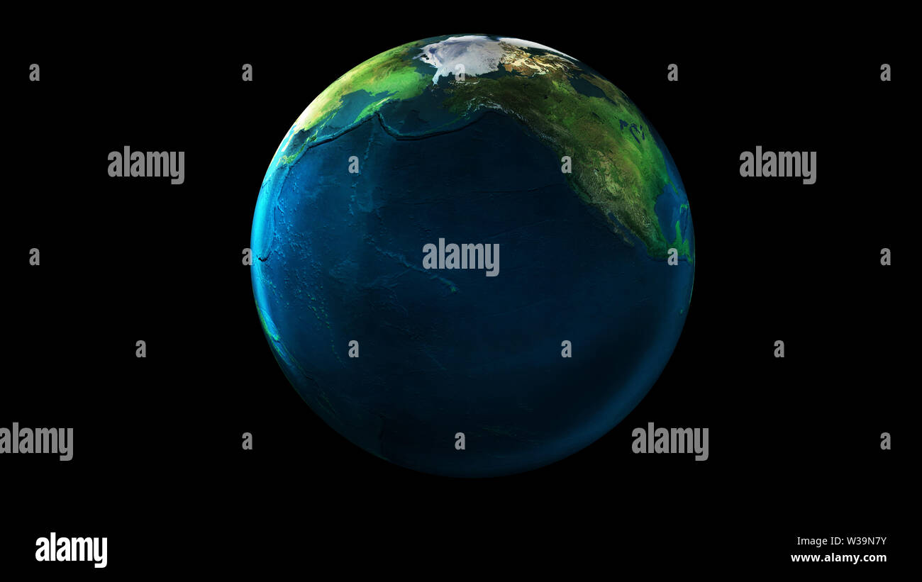 The day half of the Earth from space showing North America and Asia ...