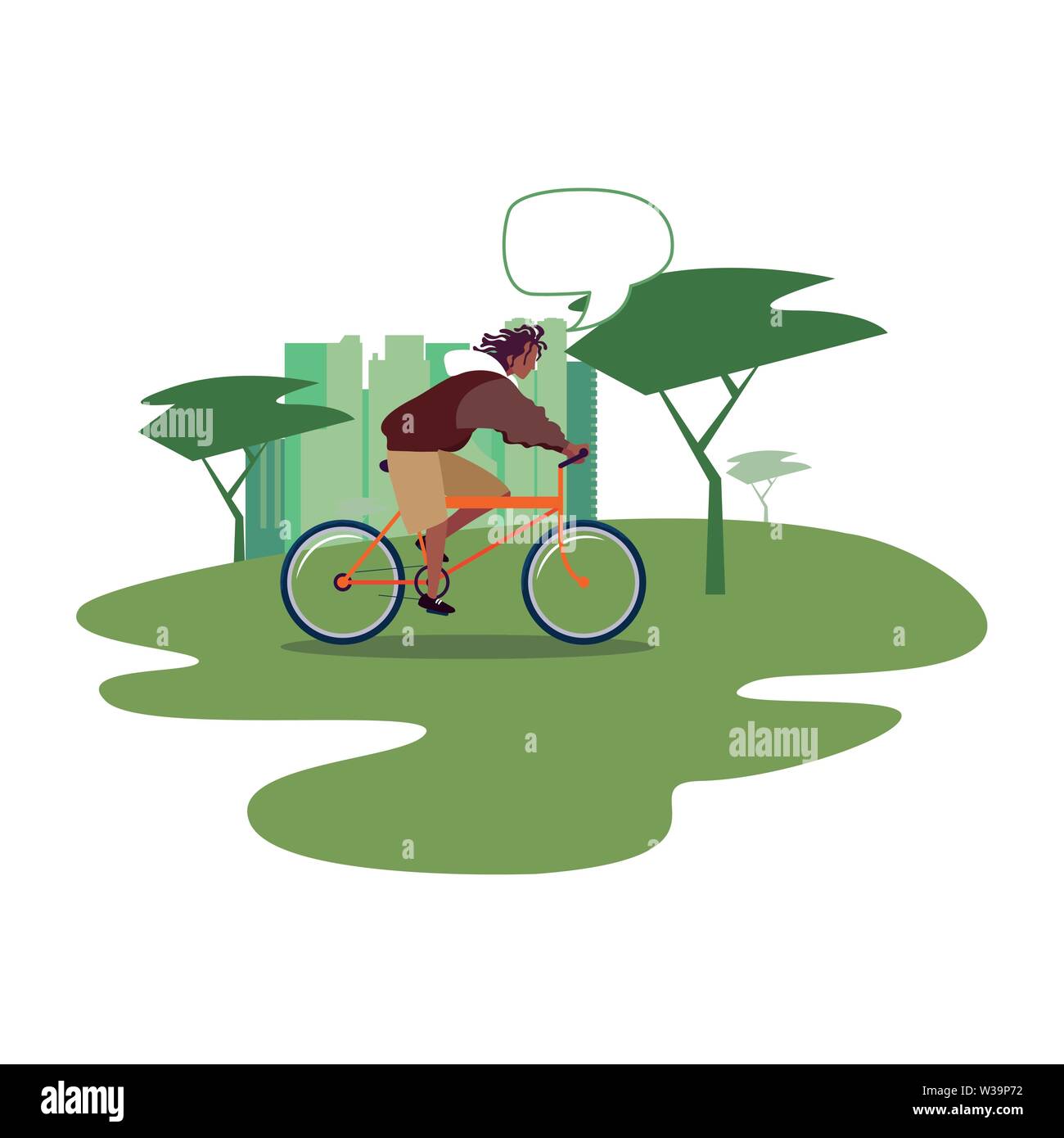 man riding bicycle activity in the city park vector illustration Stock ...