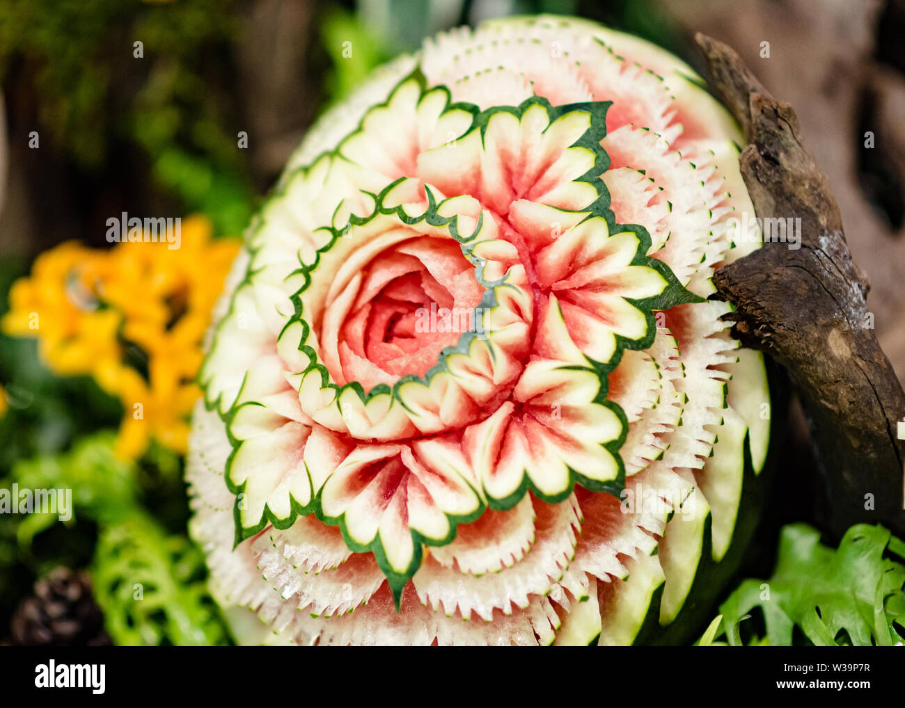 Fruit and vegetable carvings, Display thai fruit carving decoration