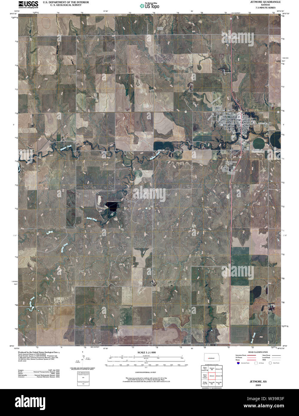 USGS TOPO Map Kansas KS Jetmore 20091110 TM Restoration Stock Photo Alamy