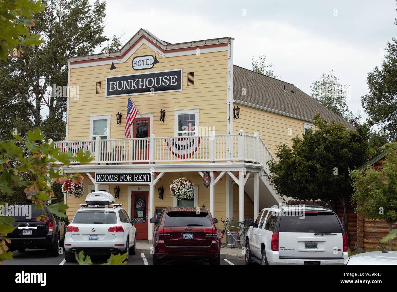 The Bunkhouse Hotel in the Central Oregon town of Sisters. Stock Photo
