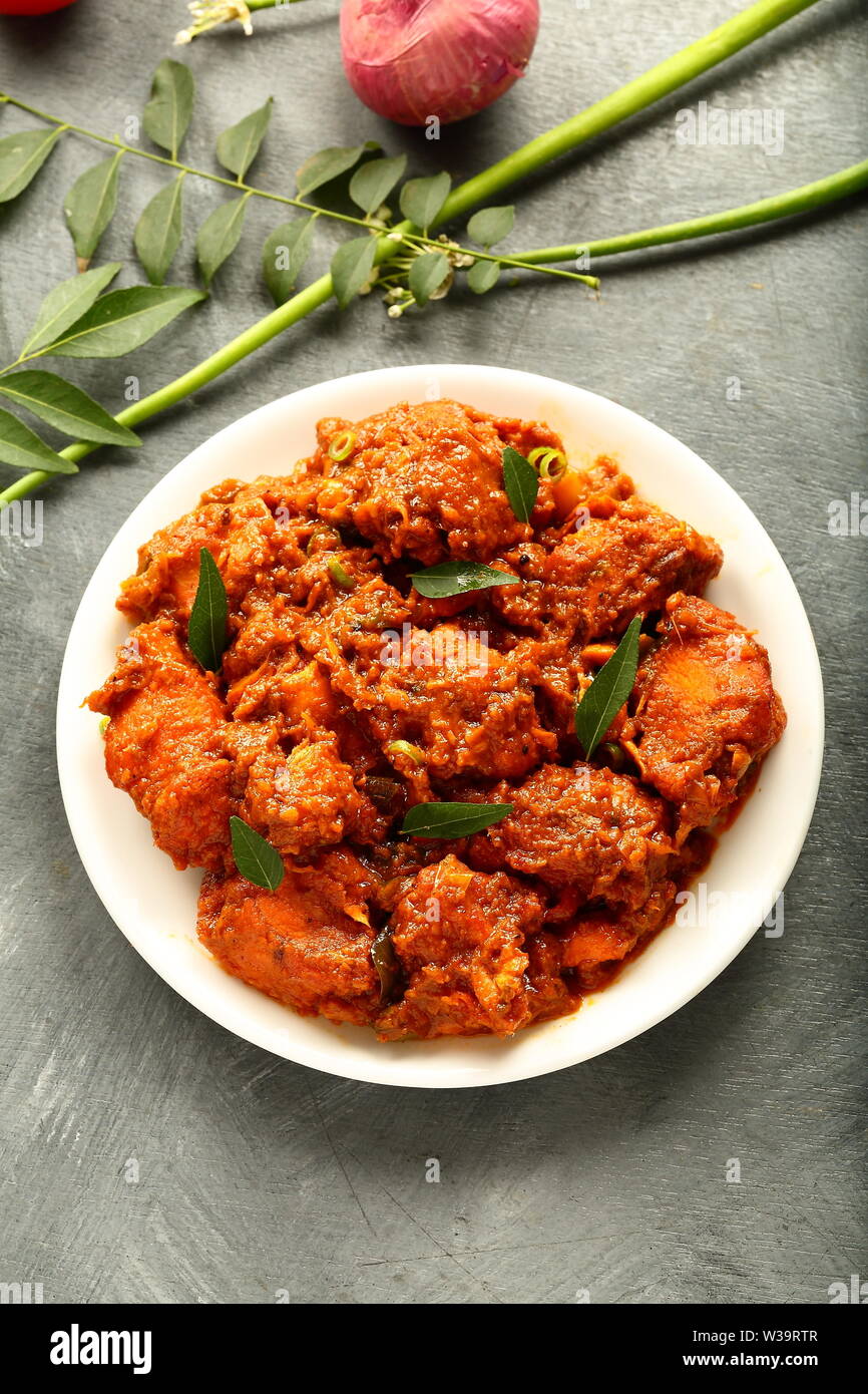 Delicious and spicy meat roast curry from Indian cuisine Stock Photo