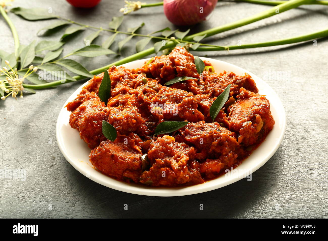 Homemade chicken curry from Indian recipes. Stock Photo