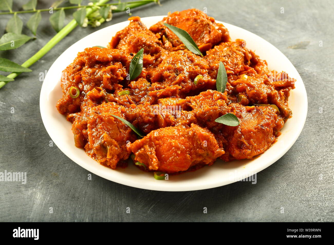 Homemade chicken curry from Indian recipes. Stock Photo