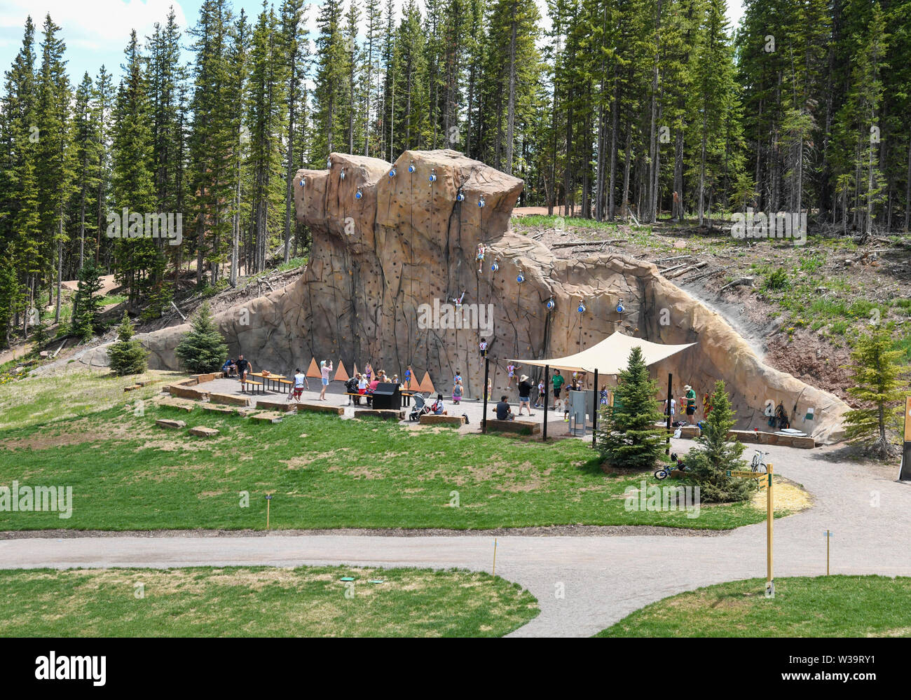 July 05 2019 A Rock Climbing Wall At The Elk Camp And Lost