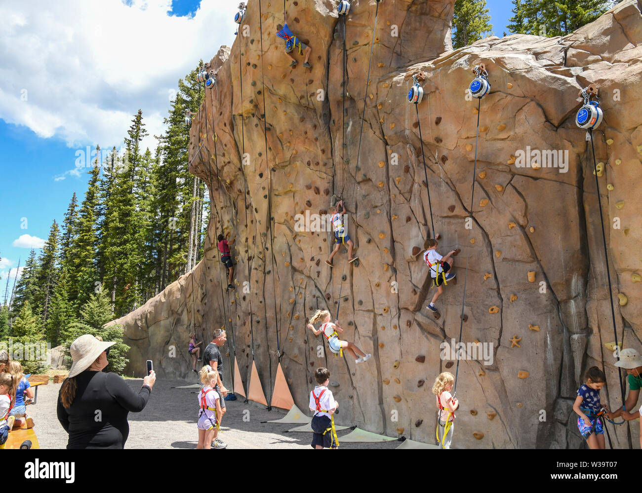 July 05 2019 A Rock Climbing Wall At The Elk Camp And Lost