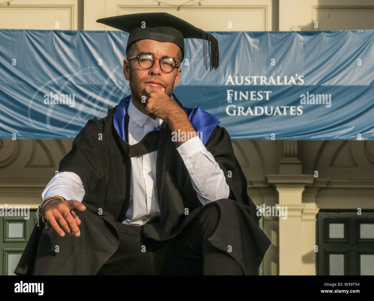 University student on graduation day in Melbourne Australia . Stock Photo