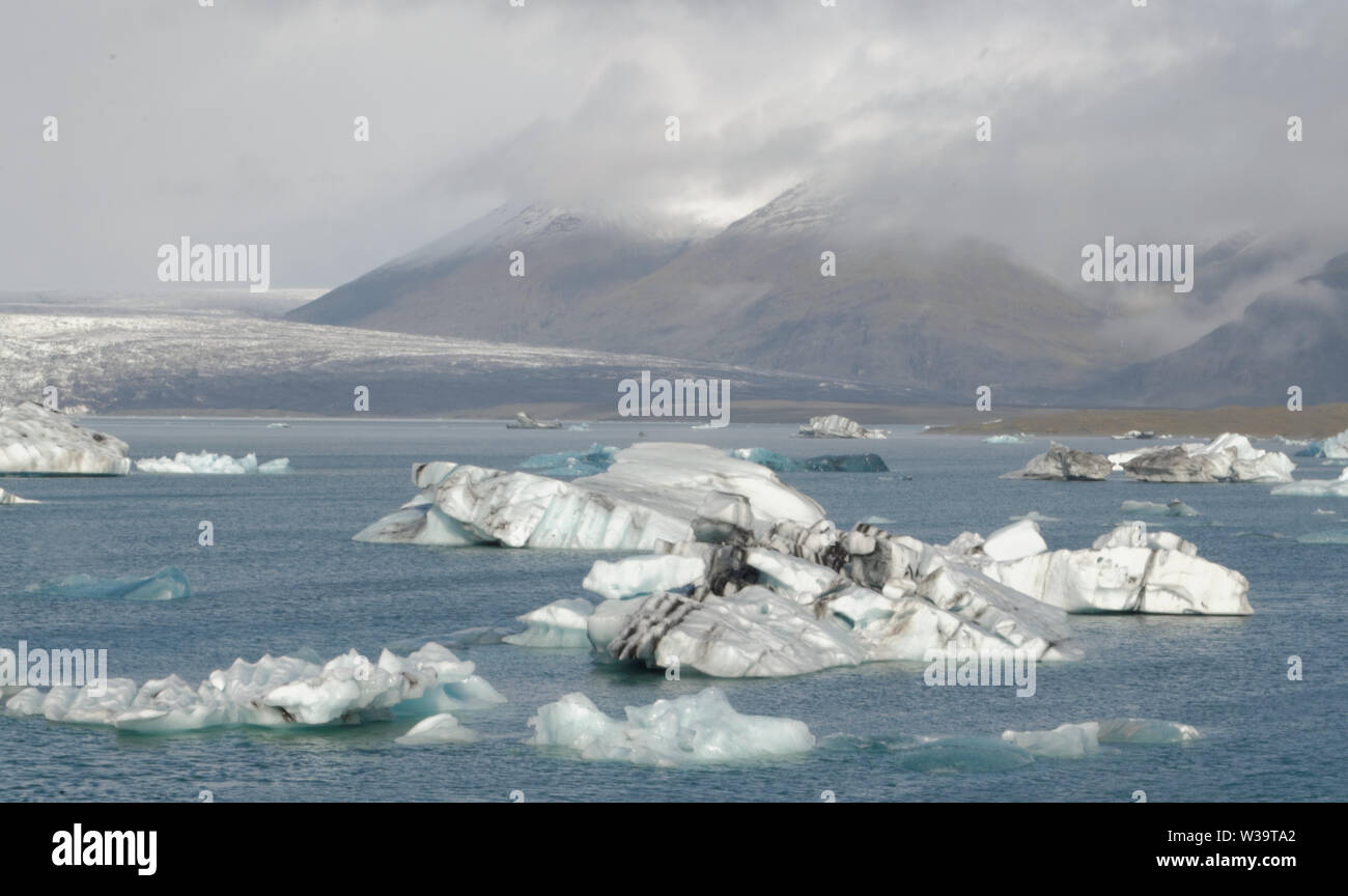 Iceburgs in a Glacial Lagoon Stock Photo
