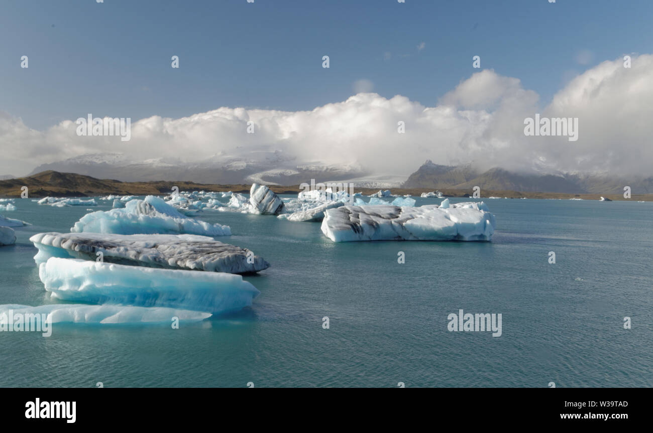 Iceburgs in a Glacial Lagoon Stock Photo