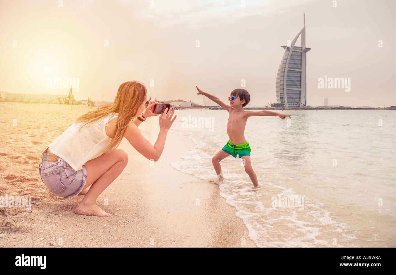 Living in full life, having many trips throughout the year and around the world, enjoying and always experiencing new things, the two, mother and son, Stock Photo