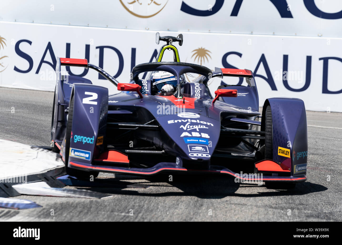 Virgin Racing Sam Bird New York, NY - July 13, 2019: Sam Bird (2) of Virgin Envision team ...