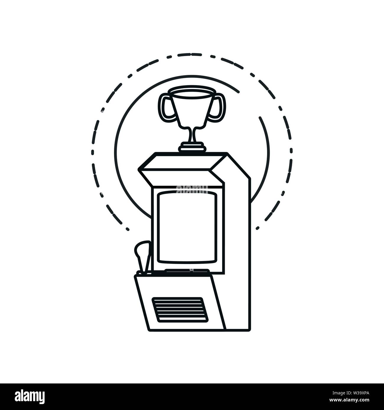 retro video game machine with trophy cup vector illustration design ...