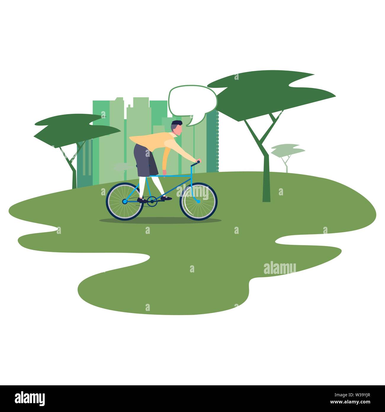 man riding bicycle activity in the city park vector illustration Stock ...