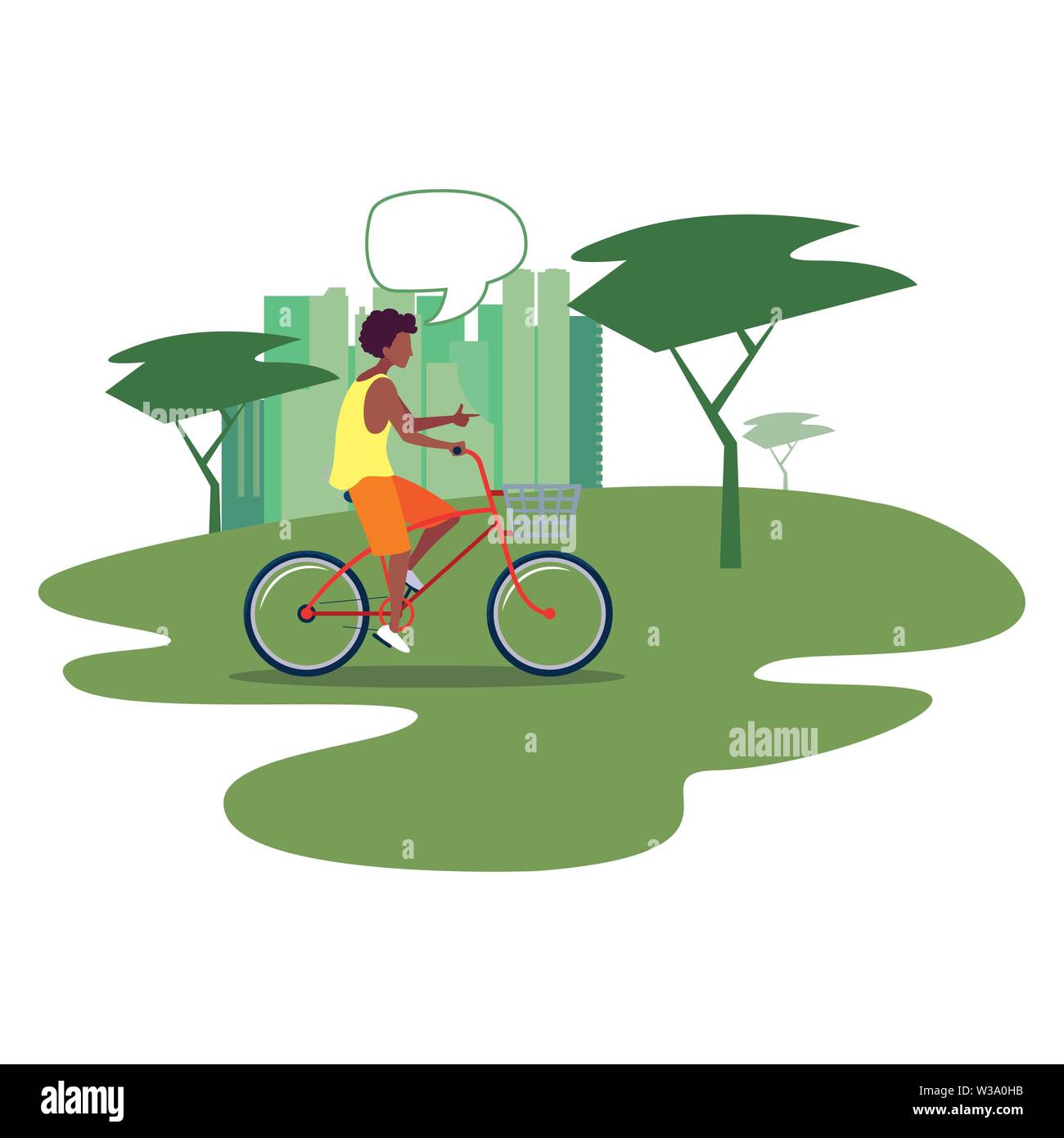 man riding bicycle activity in the city park vector illustration Stock ...