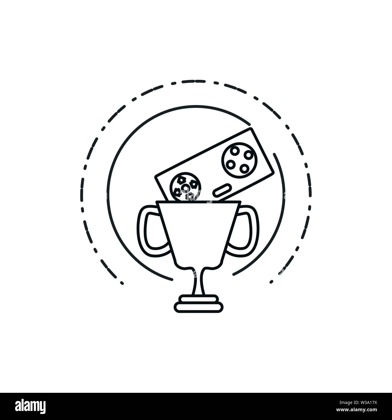 video game control retro with trophy cup vector illustration design ...