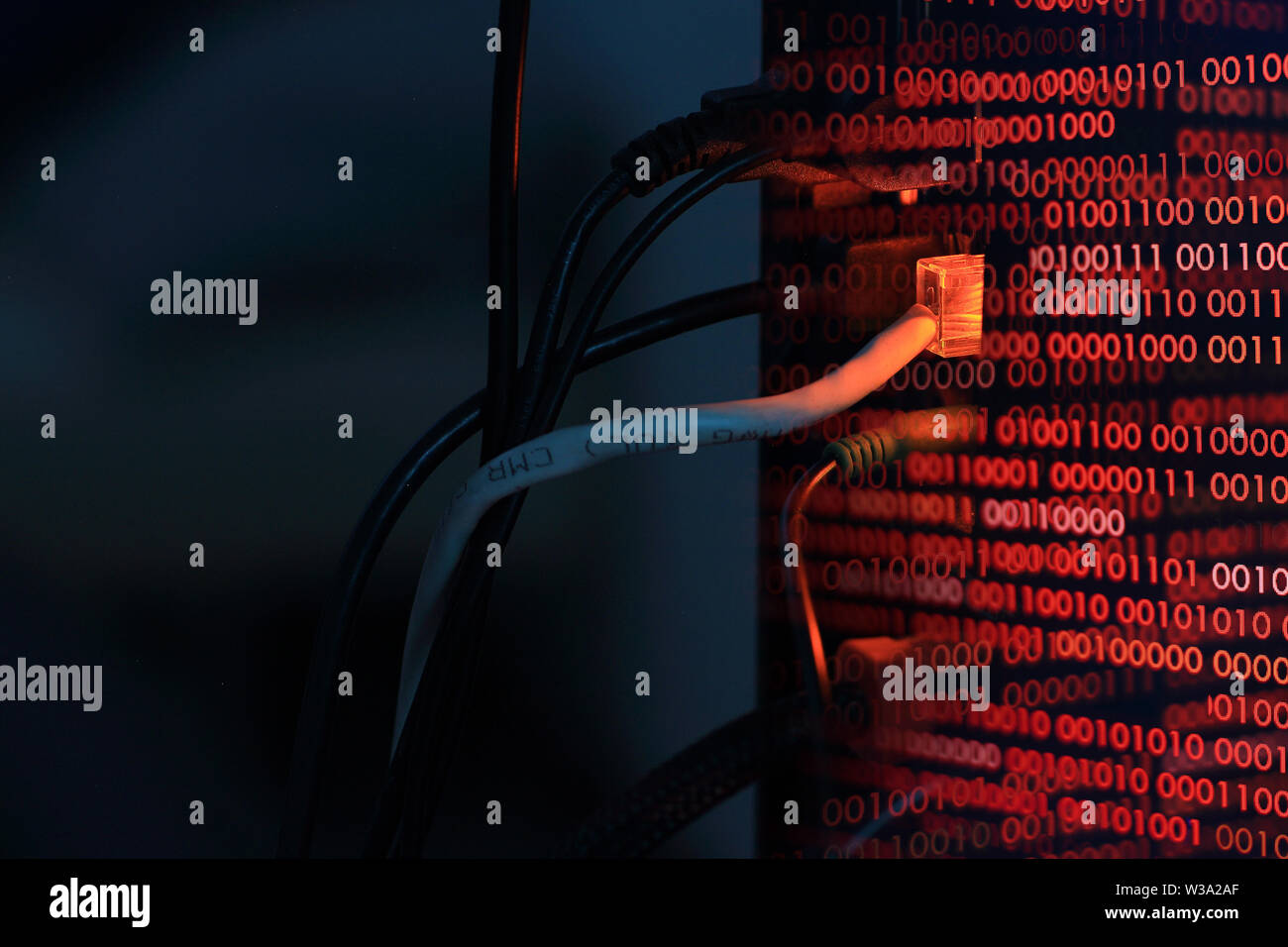 Computer Virus Transfer Into Desktop Pc By Internet Lan Line Double Exposure Shot Of Backside Of A Computer And Red Binary Codes Hacker Virus Spywar Stock Photo Alamy Computer Virus Transfer Into Desktop Pc By Internet Lan Line Double Exposure Shot Of Backside Of A Computer And Red Binary Codes Hacker Virus Spywar Stock Photo Alamy