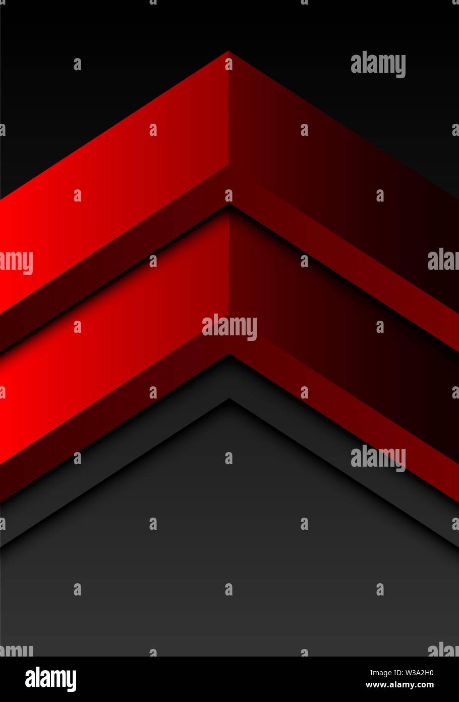 Abstract red double arrow direction on grey blank space design modern ...