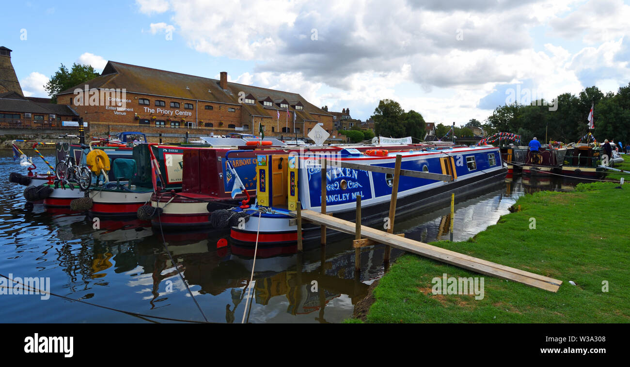 Narrow  Boats on the River Ouse at St Neots. Stock Photo