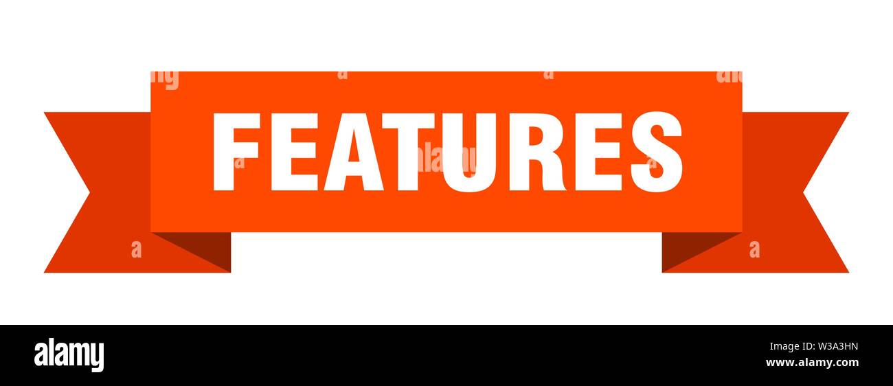 features ribbon. features isolated sign. features banner Stock Vector ...