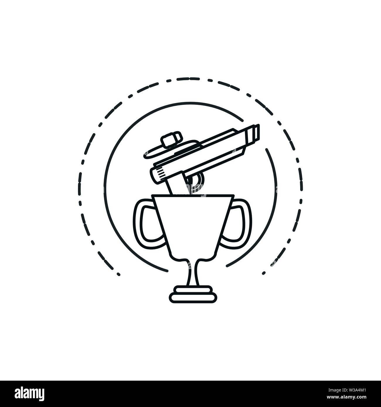 gun weapon video game with trophy cup vector illustration design Stock ...