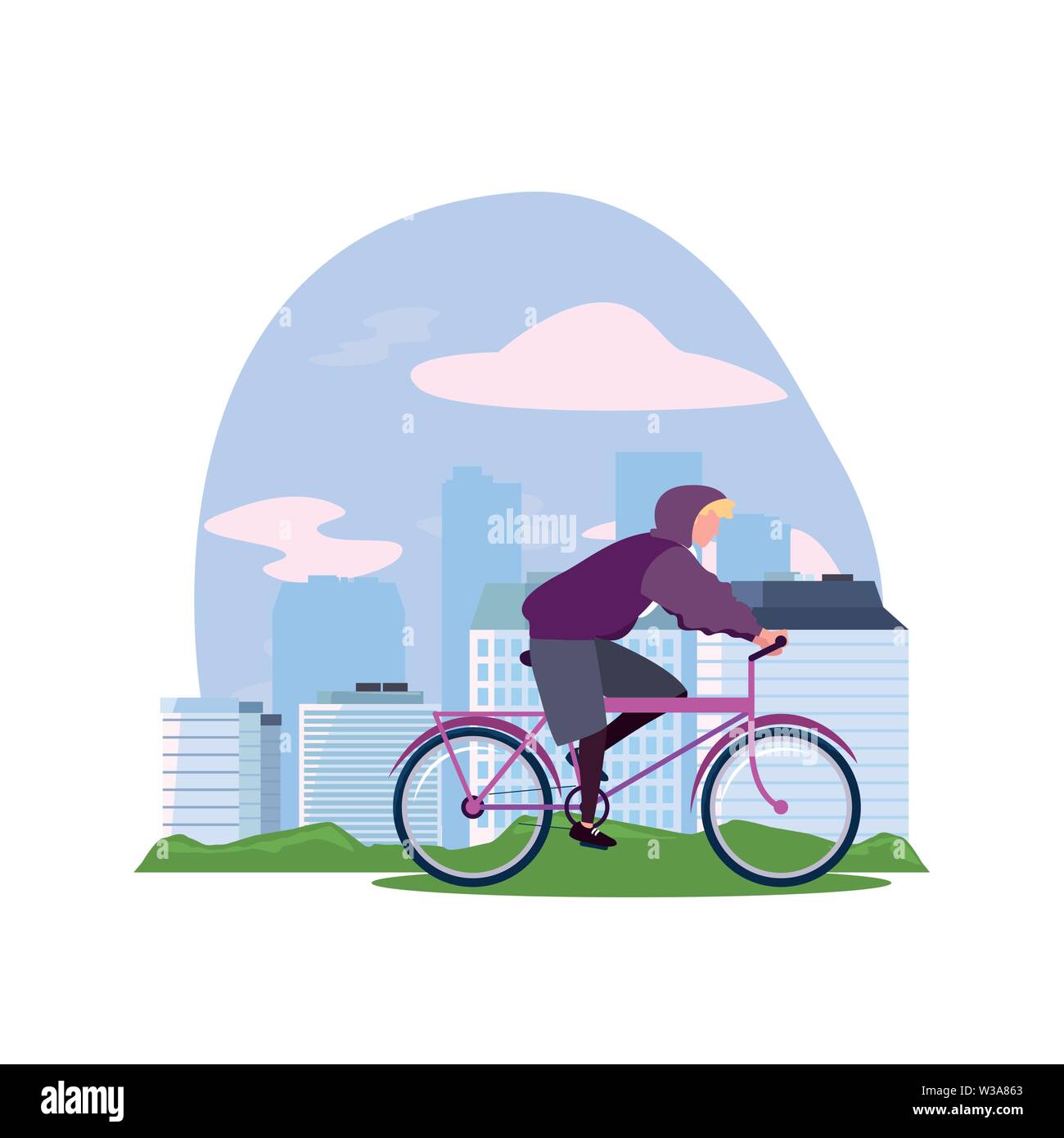 man riding the bicycle urban city vector illustration Stock Vector ...